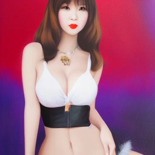 Full body portrait, painting, medium shot lady Anti-Kawaii