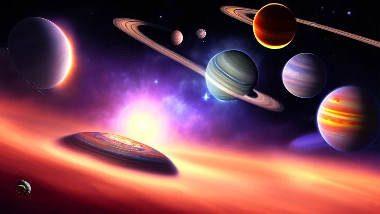 stars and planets in space