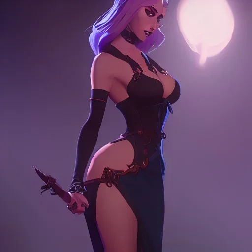 a busty fantasy folk hero in a sensual dress dancing in moonlight