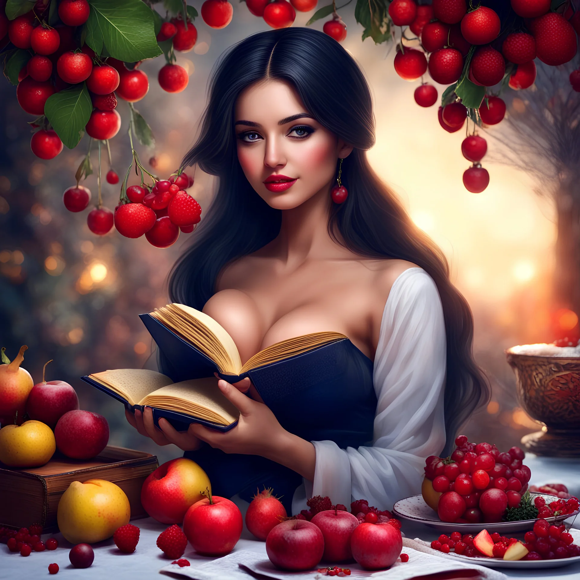 yalda night ,add hafez book, and winter fruits and dishes ,beautiful sexy girl. with bekiny