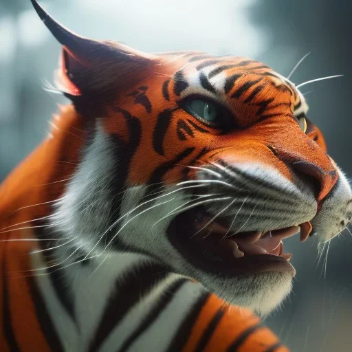 Tigor unreal 5, octane render,cinema4d, dynamic lighting, dramatic lighting, 4k, redshift render, highly detailed, hyper realistic, in space