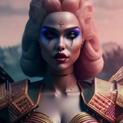 cosmic woman,highly detailed, hyper-detailed, beautifully color-coded, insane details, Ultra realistic mad max scene. clown man, color smoke fog, waist up view, Wes Anderson style, happy, highly detailed, concept art, unreal engine 5, god rays, ray tracing, RTX, lumen lighting, ultra detail, volumetric lighting, 3d, finely drawn, high definition, high resolution.