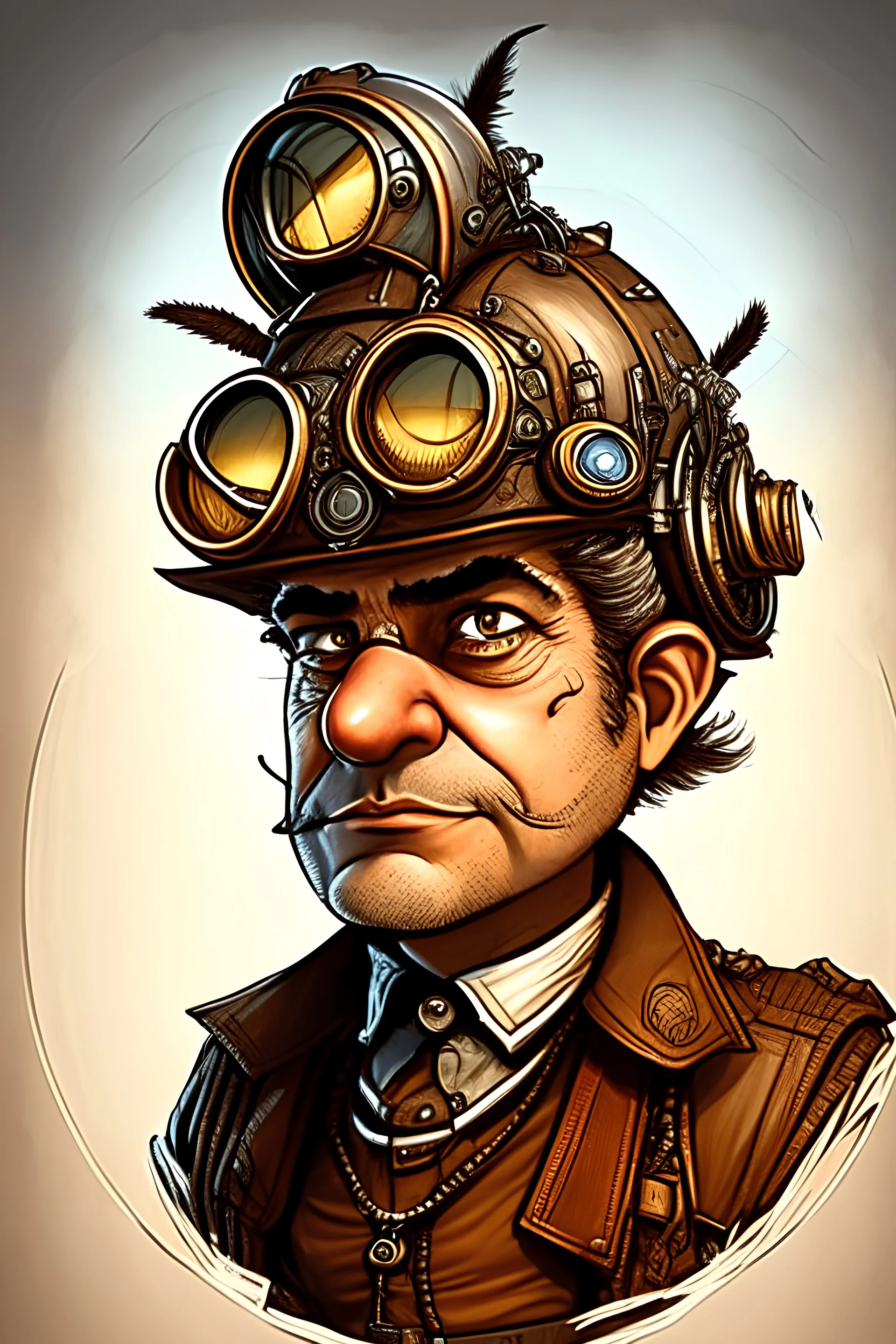 Steampunk UFO Pilot caricature