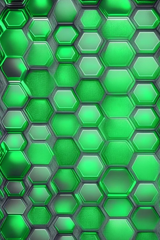 seamless green hexagons glittery background metallic chrome with reflections