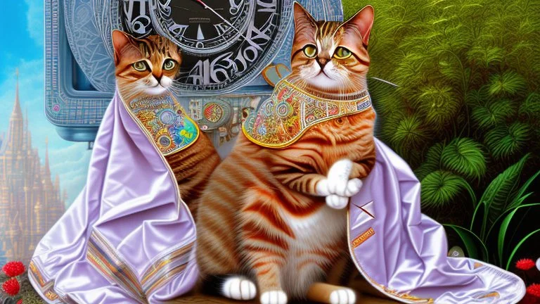 A Cat That Is Sitting On Top Of A Clock, Android Jones And Chris Dyer, Behance. Polished, Inspired By Eduardo Paolozzi, Hypereuphoria, Remix By Ballaberg