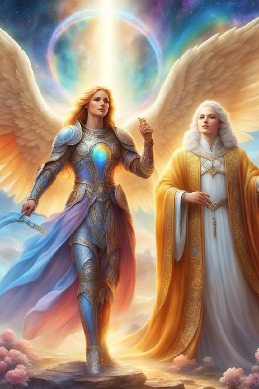 intergalactic,angels, beaux paysages fleuris,rainbows