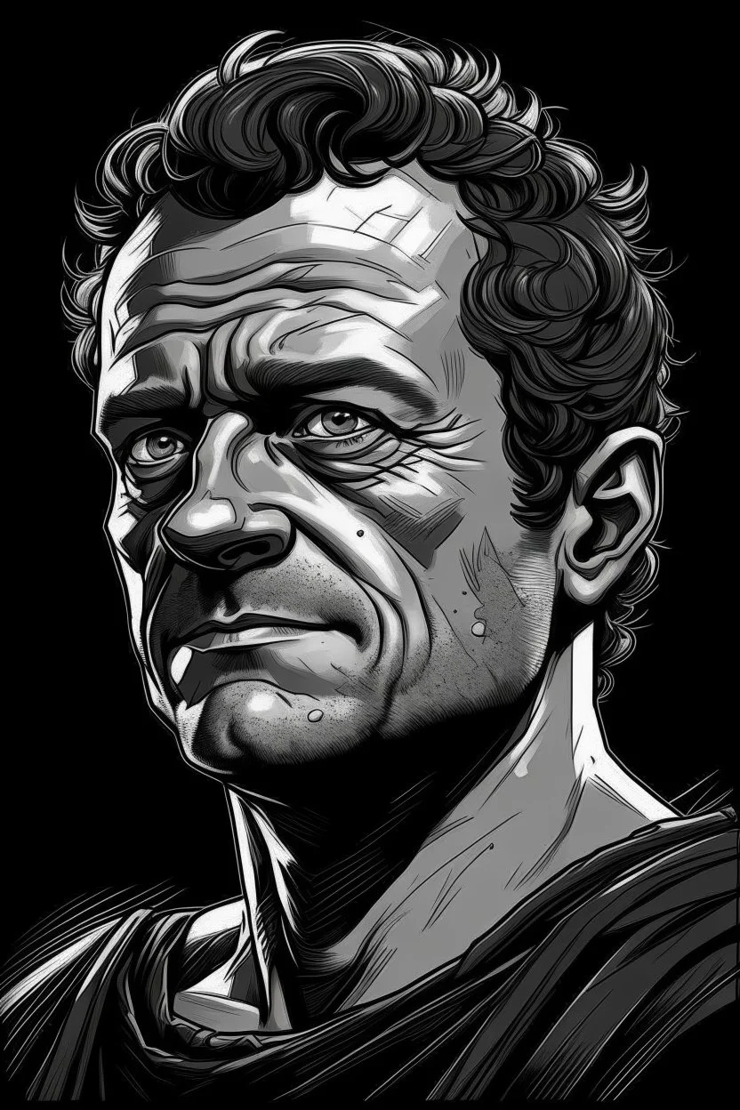 portrait roman markus antonius black comic style