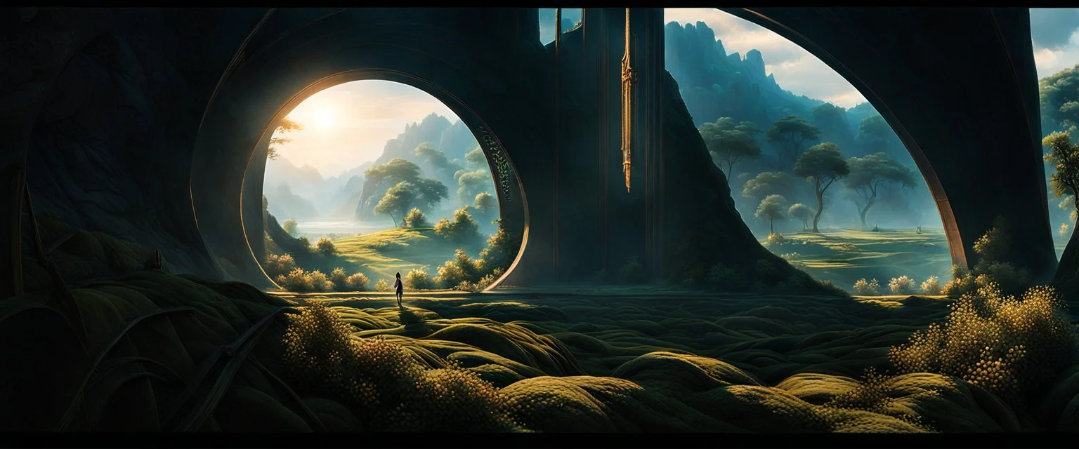 As you gaze upon this stunning landscape, you can't help but be grateful for the beauty that surrounds us all. In this lush void, imperfection is celebrated, and natural lighting reigns supreme. It's a cinematic moment, captured in time by an artist with a passion for Solarpunk, and it will always be a cherished memory.