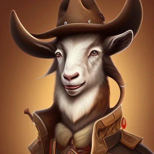 western goat anthromorph young man with a cowboy hat in the style of redwall