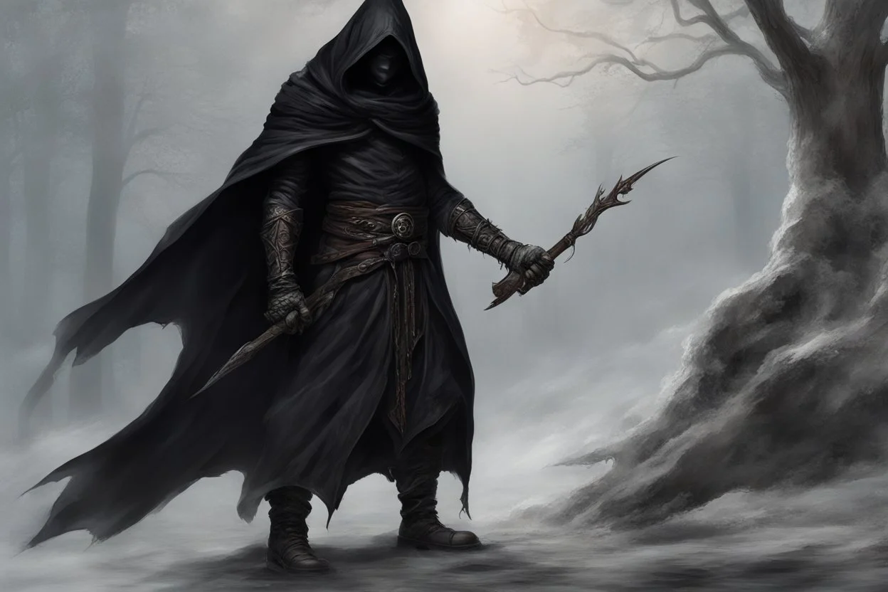 cloaked and dark hooded sorcerer