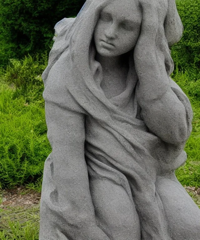 Granite statue of a dandelion