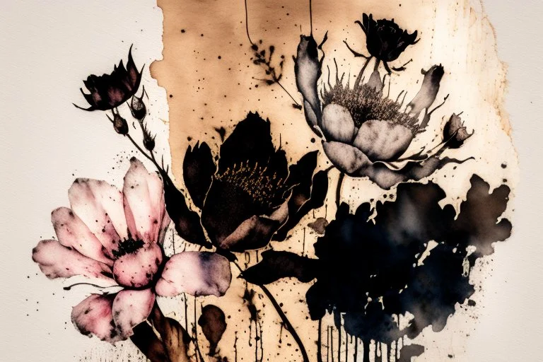 double exposure, merged layers, painted and burned burlap, beautiful collection of flowers, melting watercolor and black ink outlines on wet paper, soft, shading strokes, in sunshine, ethereal, otherwordly, cinematic postprocessing, bokeh, dof