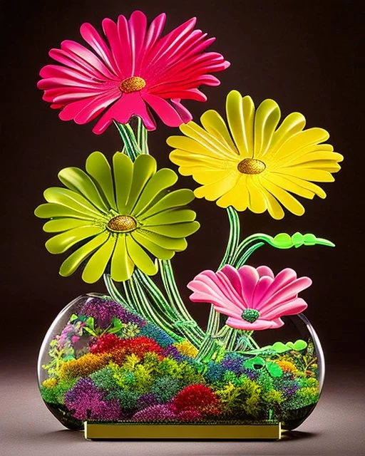 Surreal Waiizii Flower glass sculpture, Art by Joshy Sly,