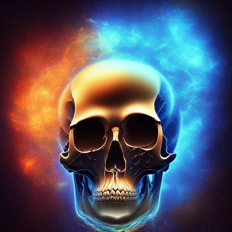 metal magic skull MUSHROOMs stars galaxy SPACE lANDSCAPE BURNING IN BLUE FLAMES hellfire abyss Fallen angel