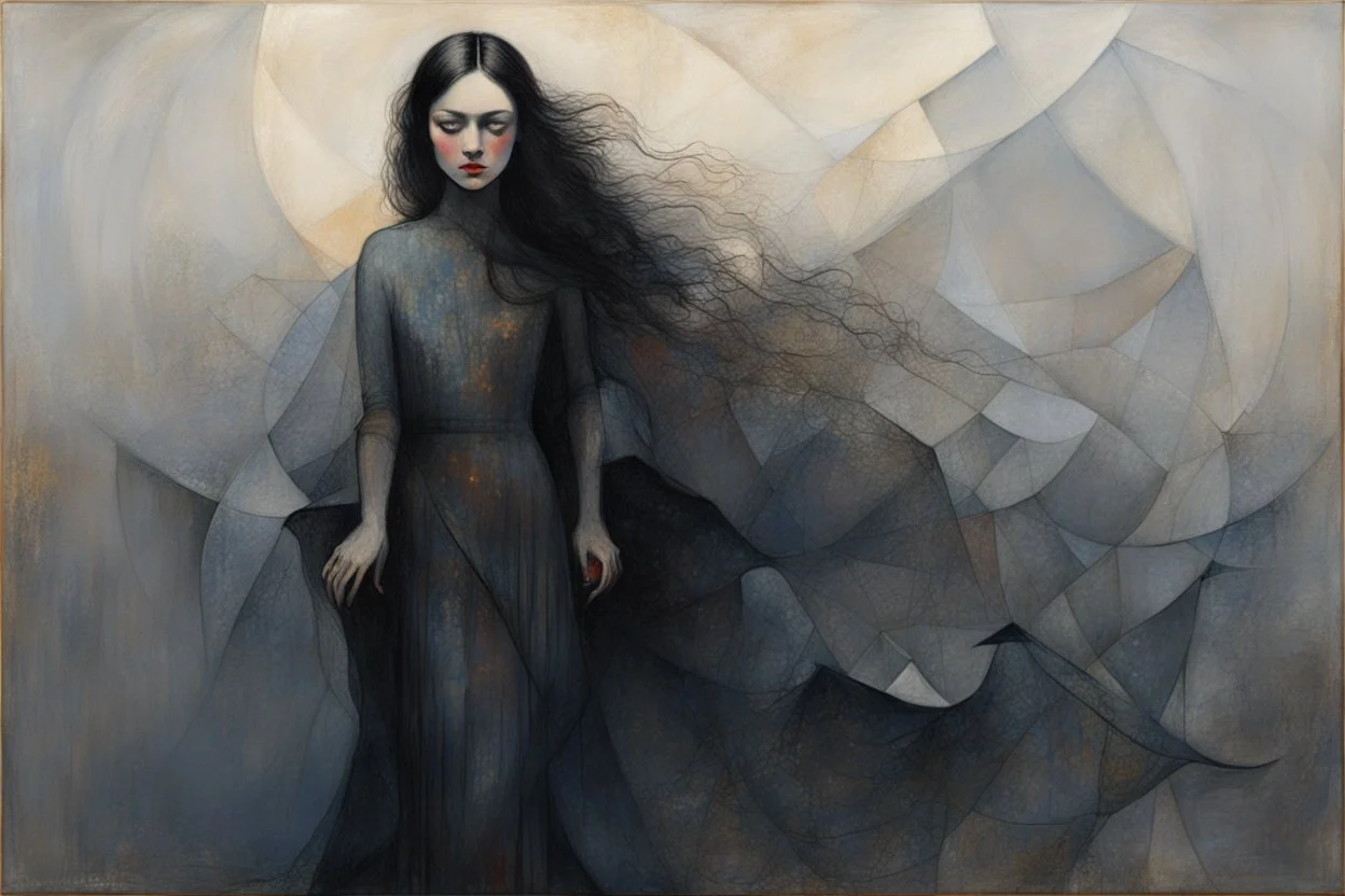 Artists Richard Burlet and Tran Nguyen…the girl from nowhere…otherworldly ethereal beauty… Shadow-Soul Black…Wanderer Ink…Dusk-Drifter Grey…Solitary Figure Umber… Modifiers: Zdzisław Beksiński Picasso naive art Henri Matisse Alex Grey Andy Warhol Paul Klee Wassily Kandinsky Otto Dix Paul Cezanne Ernst Ludwig Kirchner Tim Burton graffiti Johannes Vermeer Francis Bacon Max Ernst Pino Daeni Jasper Johns Egon Schiele Mondrian Georgia O'Keeffe M.C. Escher Yuko Shimizu Joan Miró Louis Wain Victo Ngai