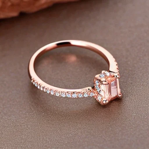 delicate thin ring with tiny diamonds and morganite, rose gold, thin ring