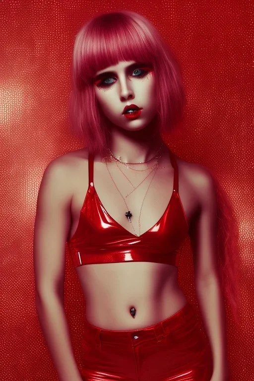 danish singer mø, high light , red tones,