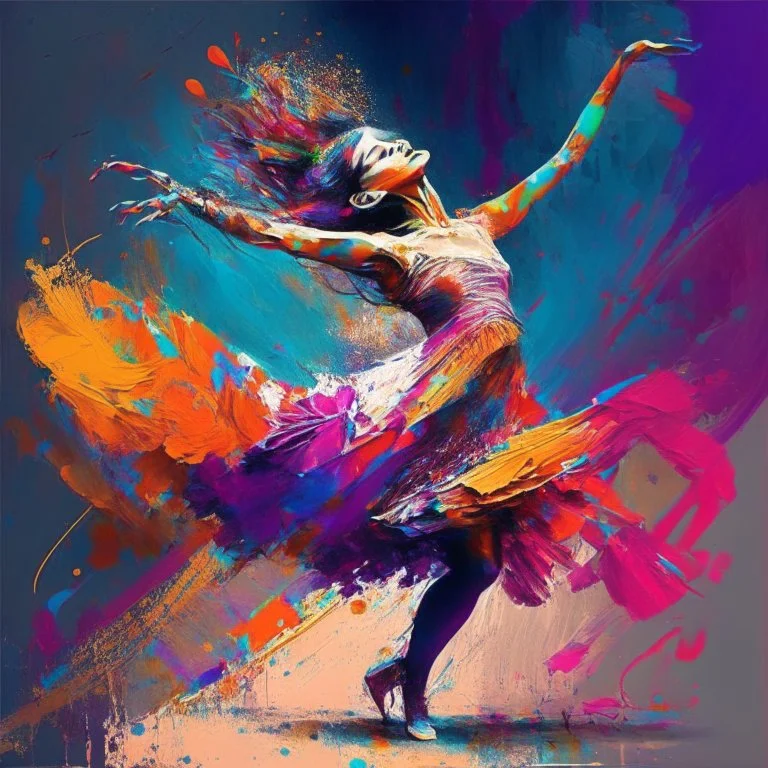 Revolution, dream of freedom, hope, colorful dancer, woman, digital art