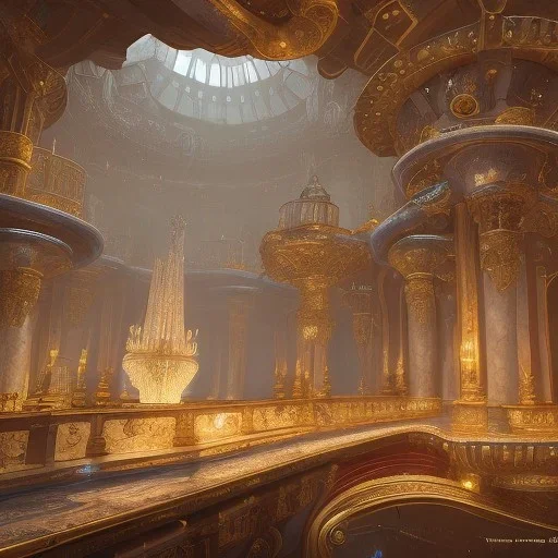 The palace of magic king, huge structure, panoramic view, zoomed out view of the exterior, mysterious, soft lighting, unreal engine 5 volumetric lighting, intricate details, realistic style, 8k resolution