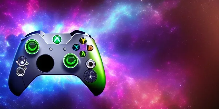 shiney xbox controller odd design. nebula backround