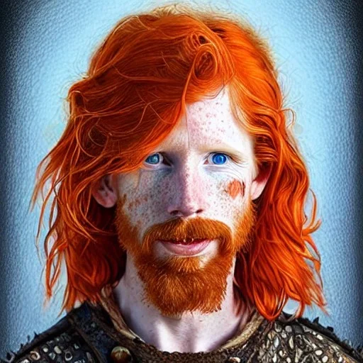 Portrait of young Courtney Gains as a ruggedly handsome, joyful, roguish pirate, charismatic, attractive male, masculine, perfect, precisely detailed clear eyes, unblemished, flawless skin, softly freckled face; meticulously detailed multi-hued ginger carrot-colored cherry fire red hair; fantasy, intricate, elegant, highly detailed, digital painting, concept art, matte, sharp focus, illustration, art by artgerm and greg rutkowski and alphonse mucha