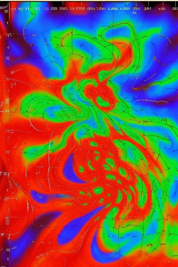 Vorticity map, partial derivatives equation, turbulence