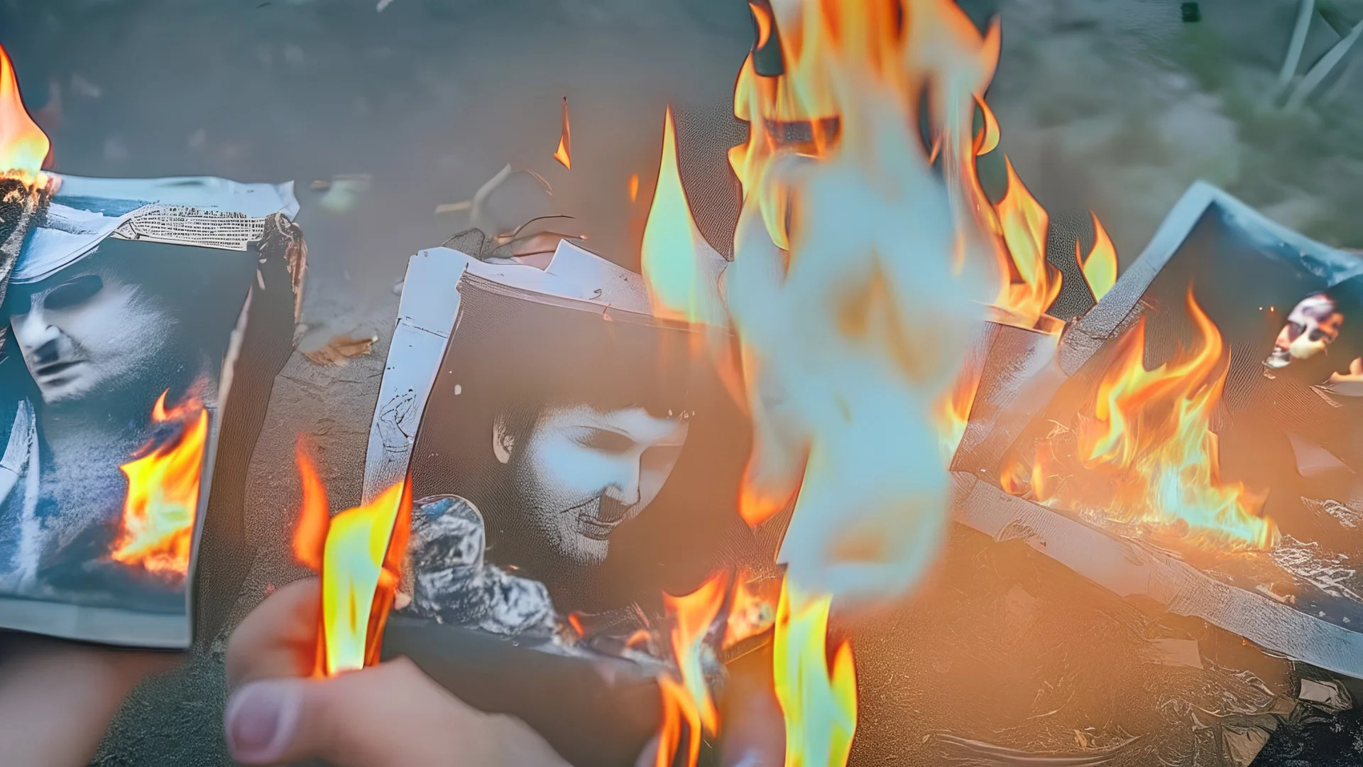 delivery driver burns old photos in summoning ritual fire