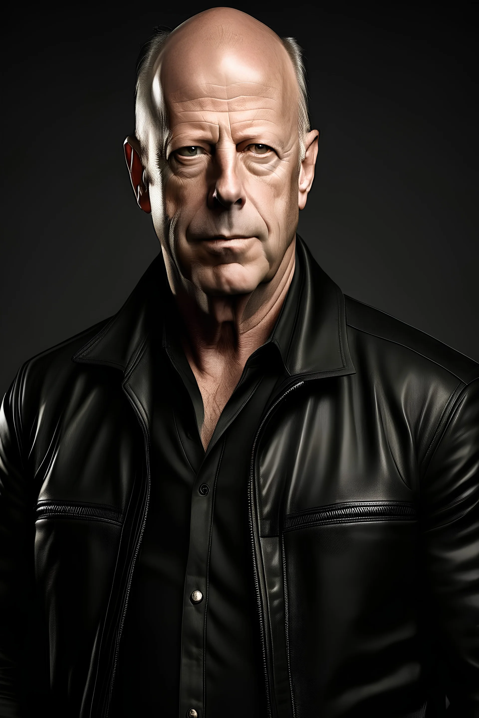 Bruce Willis in black leather