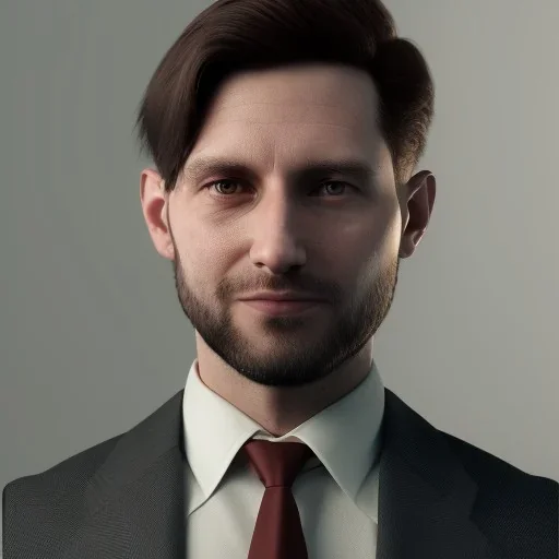 portrait of a boring 30 years old bank employee wearing a suit, finance, 4K, hyper-realistic portrait, cinematrographic, backlight