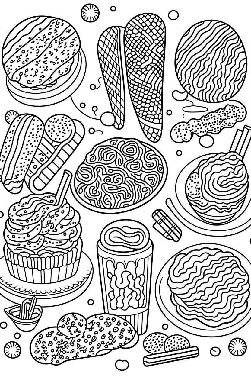 DRAW FOR COLORING OF COOKIES, CARTOON STYLE, LOW DETAILS, THICK LINES, NO SHADING, NO COLOR