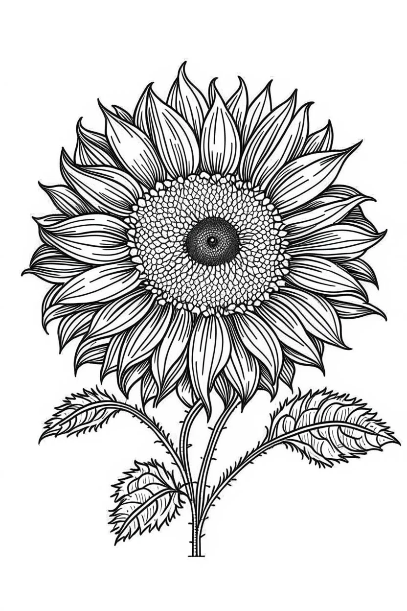 sunflower minimalistic, line art, background, vector, svg, coloring page, black outline on white background