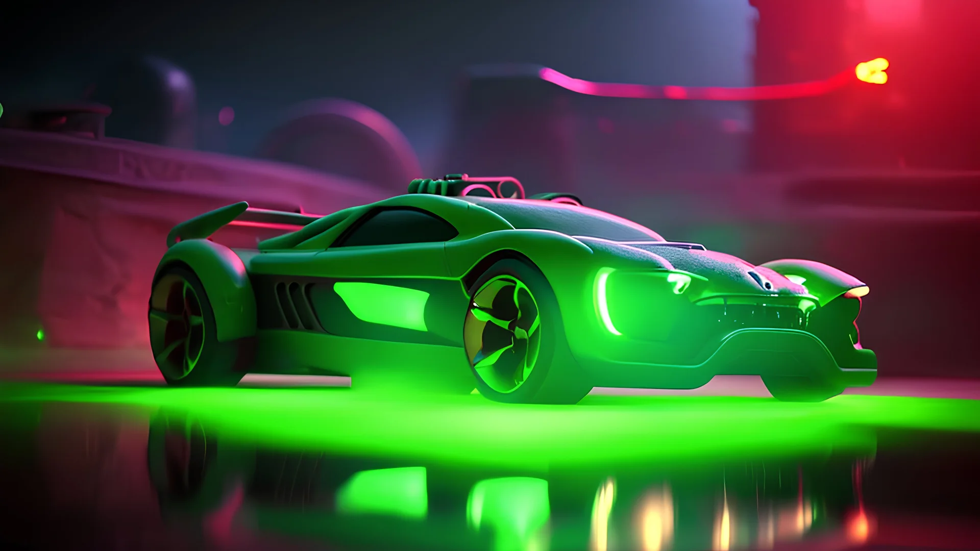 alien tech sports car, unusual neon lighting, high velocity, 64k, dystopian, vray, steampunk