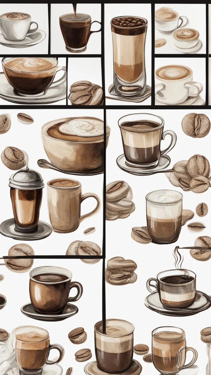 Pictures of coffee in different styles