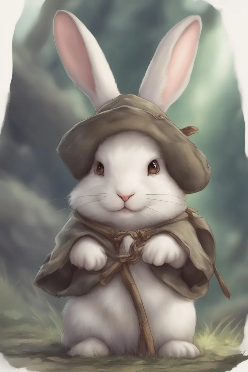 Cute chubby bunny floppy ears adventurer dnd art realism