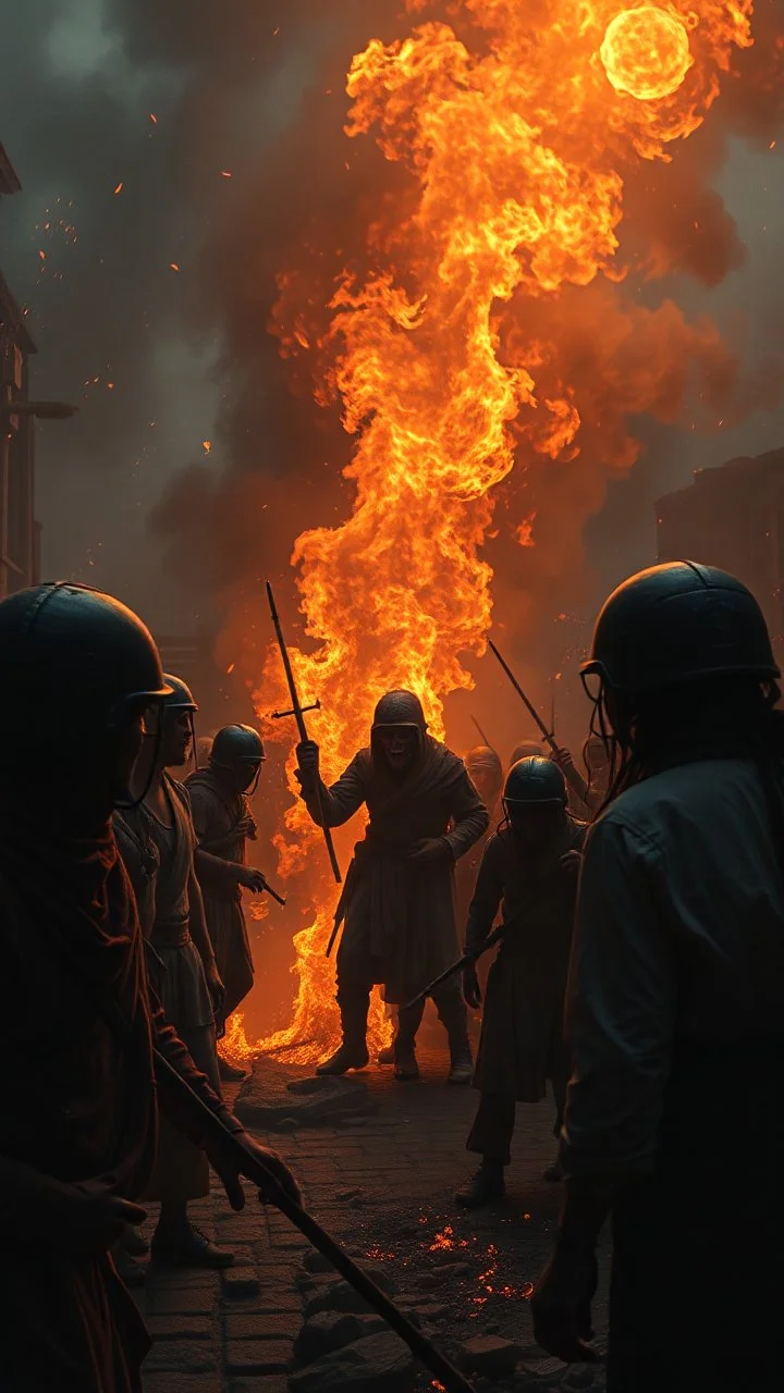 Bosch painting style hell fire people in it are torturing dramatic scary scary, cinematic 8k high resolution, great photography