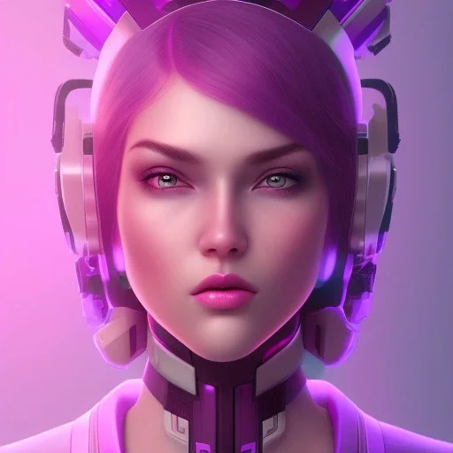 Cute girl face, Sci-fi character, purple backlight, pink and purple, scifi suit, profile, purple background, pink lighting