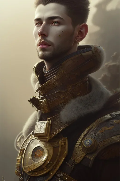 young man warrior steampunk, daylight, higly-detailed, soft light atmosphere，8k, artgerm, derek zabrocki, greg rutkowski, hdr，light effect，