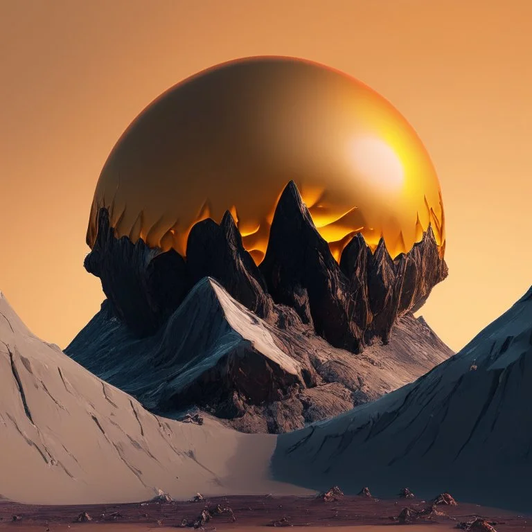 the broken sun melts down the mountain