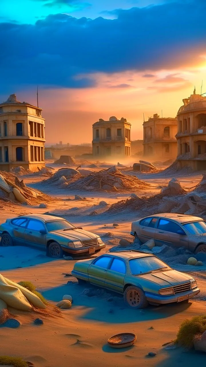 realistic photo of a landscape covered in sands that looks futuristic with futuristic lighting