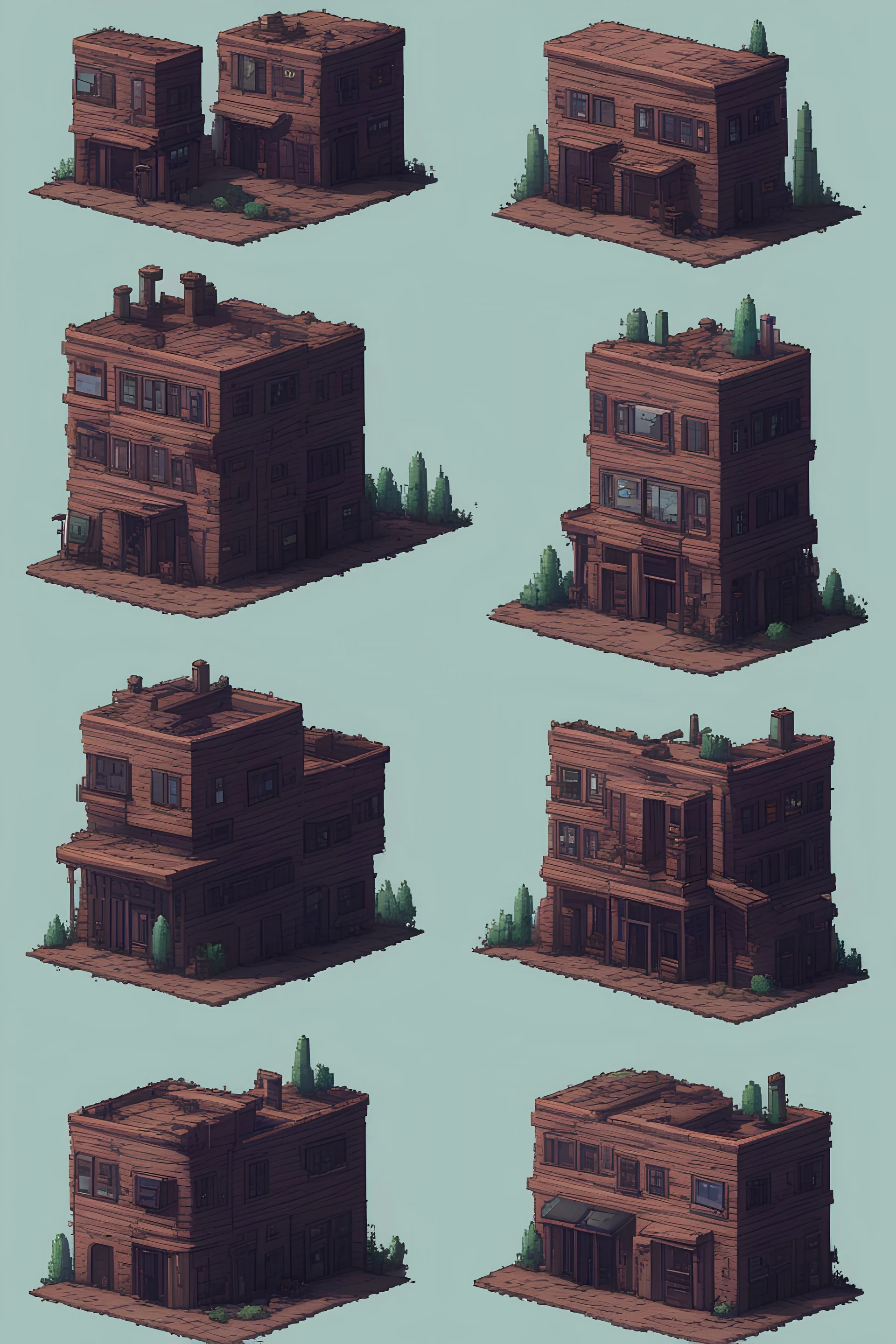 sprite sheet, pixel art, a abandoned virtual city.