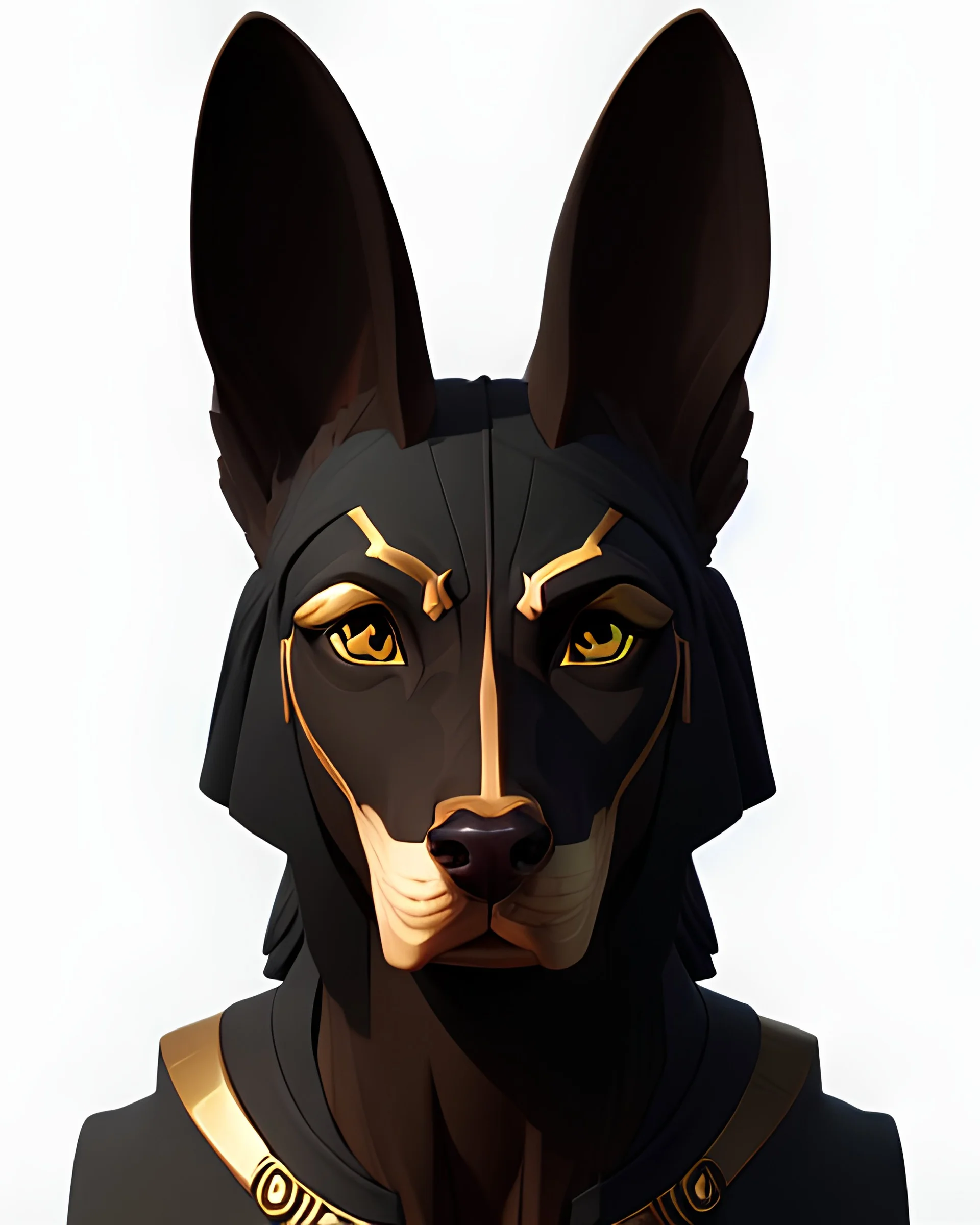 pastor belga de pelaje negro de la epoca de egipto estilo anubis