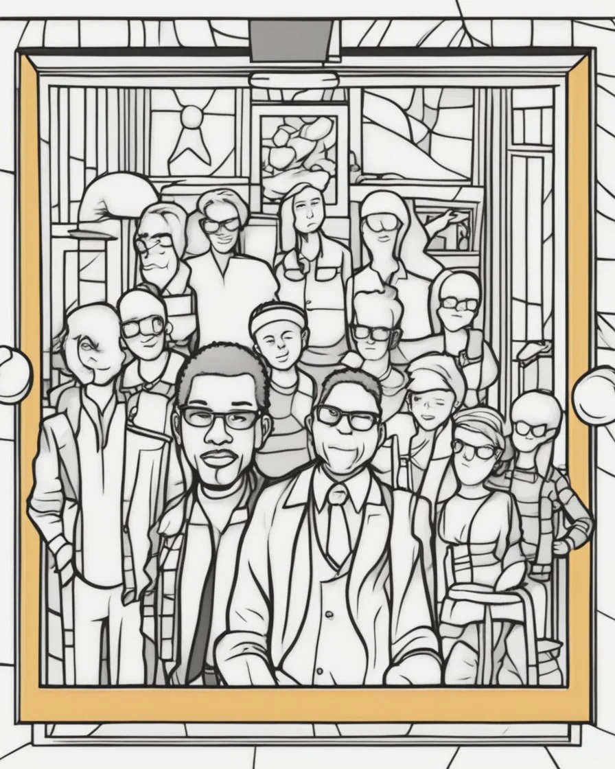 coloring page for teens, simple outlines art, cartoon style, outline drawing, bold outlines, clean and clear outlines, no tones color, no color, no detailed art, art full view, wide angle, white background, Malcom X.