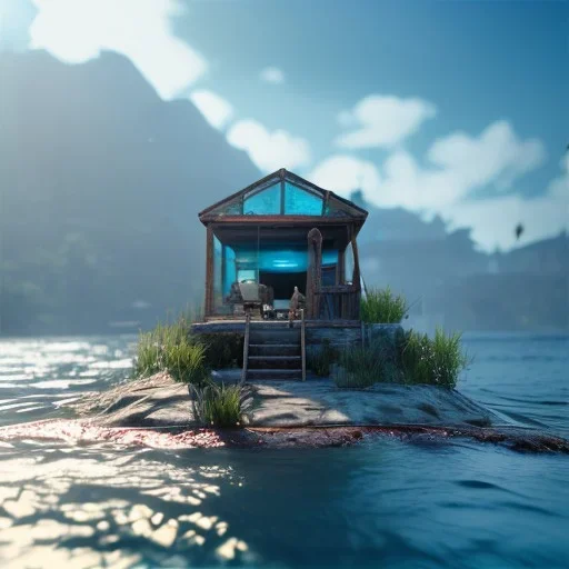 Kar küresi Glass Tall Box Mini Model Little Real Island shape smooth Mixed Water Fall Under Ocean Sunshine Summer Background Blue Sea, The Last Of Us / Avatar, Octane Render / ZBrush, Cinematic, IMAX Film, Nikon D750, 16K, Autostereoscopy, Anthropomorphic, Golden Ratio, Geometry, Symmetric, Depth Of Field, Highly Detailed, Ultra Realistic, Beautiful Lighting, Halfrear Lighting, Soft Light, Candoluminescence, Cast Shadow, Reflective, Glow, Translucent, Normal Map, Carbonated --testp