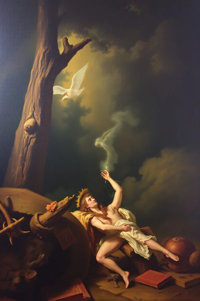 master oil painting by Rembrandt,The truths you seek are yours alone to keep. I am but echo, shadow, whispered name— You are the one who plays the greater game. The gods of old still hunger in the void, But you, Klein Moretti, cannot be destroyed. Not wholly. Not while one soul calls you friend, Not while this story races toward its end.