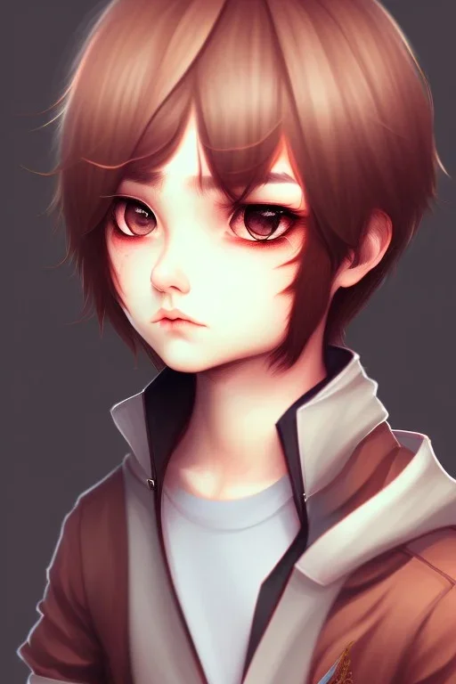 Shota, cute, brown hair, portrait, shy, blushing