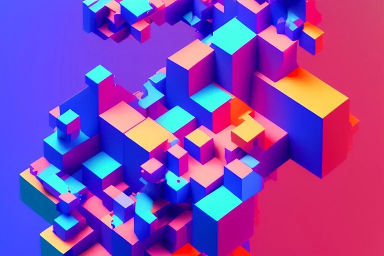 3D colorful geometric installation, simplistic, studio lighting, C4D, 16k, Behance, Artstation, centered, top down camera, vibrant