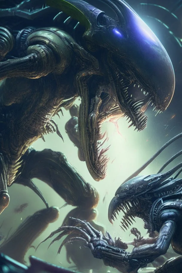 Alien fighting ,highly detailed, artstation, sharp focus,4k