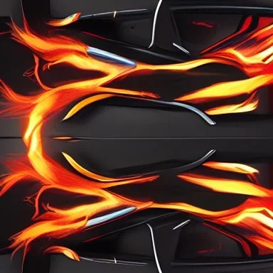 top-view racing car flames stripes