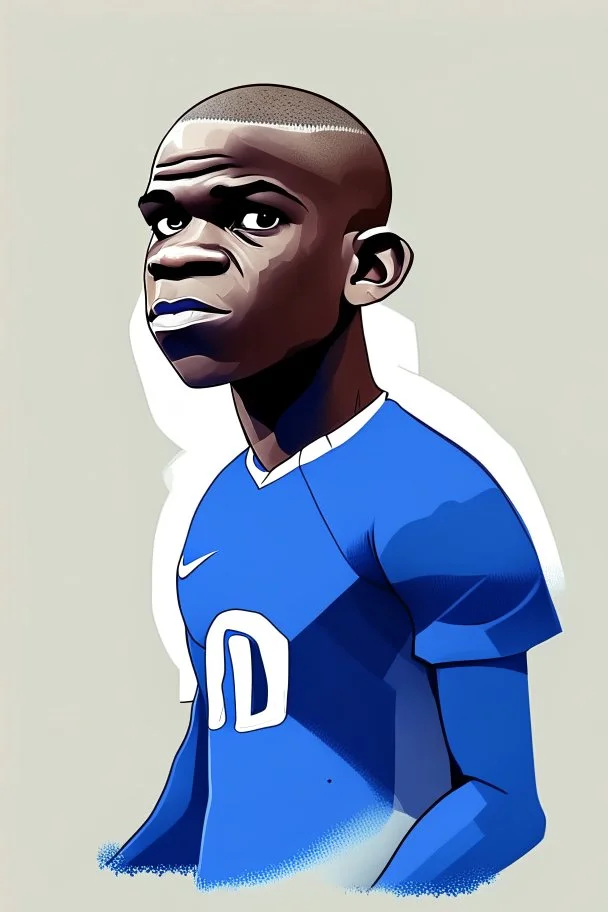 Ngolo Kante French soccer player cartoon 2d