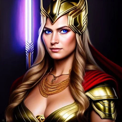 ultra detailed fullbody Portrait in oil on canvas of beautiful busty Angela sister of thor ,wearing Asgardian armor,extremely detailed digital painting, intrincate, intense stare, extremely detailed face,crystal clear Big Glowing eyes, mystical colors ,perfectly centered image, perfect composition, rim light, beautiful lighting, 8k, stunning scene, raytracing, anatomically correct, in the style of robert e howard and Ken Kelley and Ohrai Noriyoshi and Simon Bisley and tomzj1